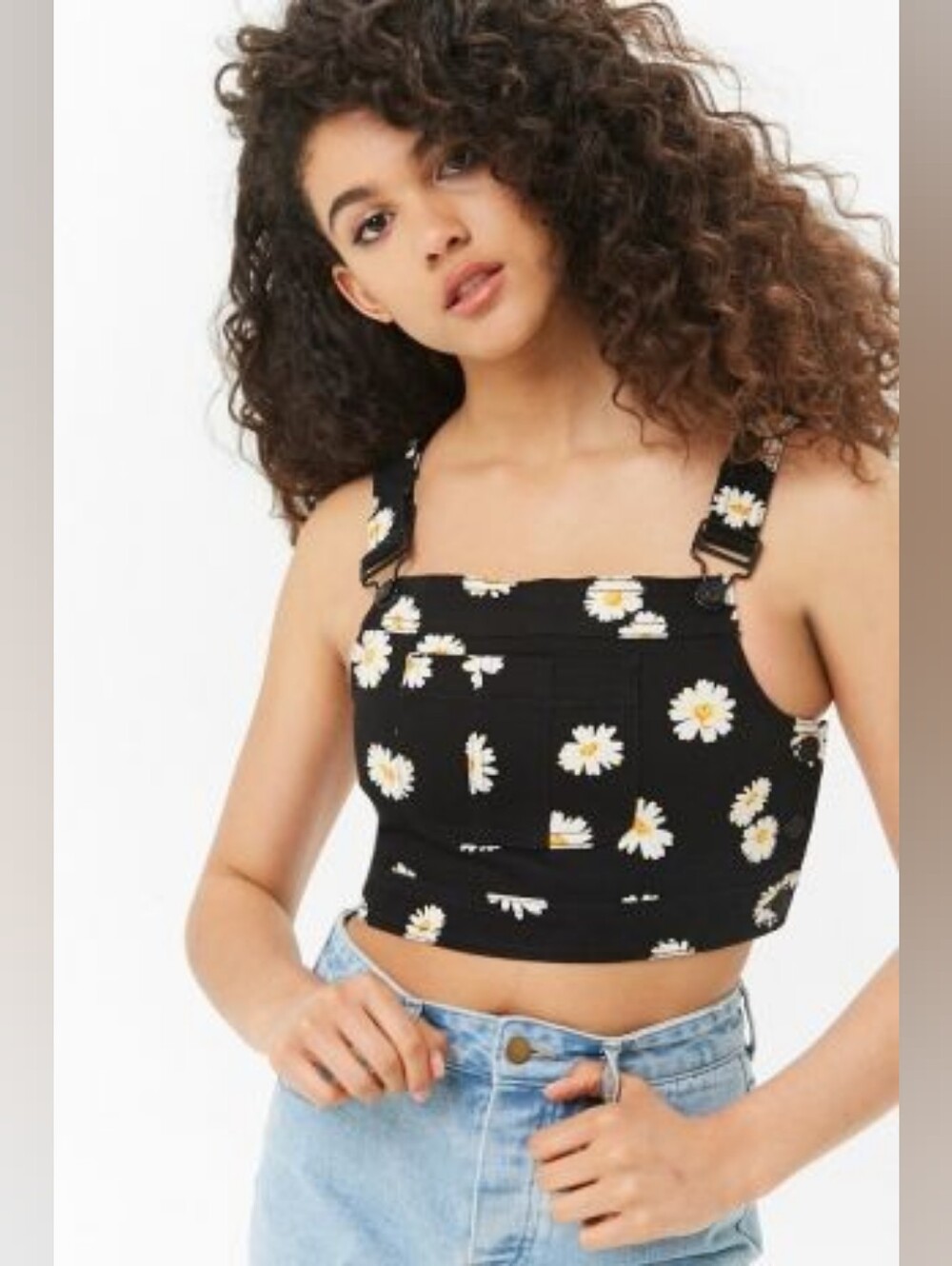 Forever 21 Daisy Print Overall Crop Top NWT